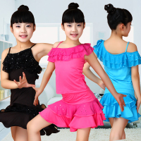 儿童拉丁演出服女童舞蹈服装少儿考级服亮片拉丁舞服装练功服舞裙