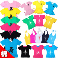 女童舞蹈服装夏儿童练功服小孩跳舞衣服幼儿短袖带背心舞蹈上衣