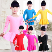 幼儿童舞蹈服装女童连体裙长袖练功服连体服连衣裙考级服秋季