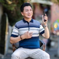 梵克公牛爸爸短袖T恤夏季新款休闲体恤衫中老年男装冰丝半袖薄款上衣