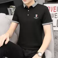 梵克公牛男士短袖T恤棉简约男衫丅夏季有领子纯色休闲反领短衣服土