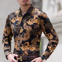 梵克公牛2019年春季装男长袖休闲纯色印花衬衫时尚中青年男士镂空薄款衬衣