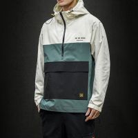 梵克公牛20春款冲锋衣男士大码外套拼色工装休闲潮牌个性卫衣宽松夹克男