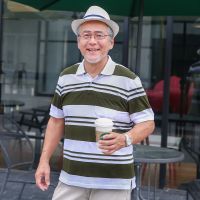 梵克公牛夏装爸爸装男短袖T恤 中年男装中老年人爷爷夏季衣服宽松花polo衫