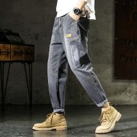 梵克公牛新款常规裤子男韩版潮流百搭牛仔裤男春季浅色坠感阔腿裤