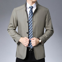 梵克公牛中老年男士夹克外套春季薄款 2021中年爸爸装衫修身扣子款帅气男中年休闲爸爸新款薄款春装