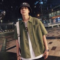 梵克公牛les帅t短袖寸衫男ins心机衬衫设计感港风宽松韩版流网红衬衣服港风牌衬衫