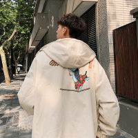 梵克公牛夹克男士ins韩版潮流宽松休闲连帽外套嘻哈卡通印花帅气百搭上衣