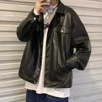 梵克公牛春季机车服皮衣男士韩版流短款皮夹克ins港风青年学生帅气外套 黑色