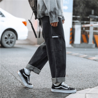 梵克公牛牛仔裤男常规韩版潮流阔腿裤四季百搭帅气潮牌休闲裤子