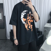 梵克公牛原创T恤男2021年夏季流百搭宽松个性人头短袖T恤男P48