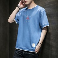 梵克公牛短袖T恤男日系潮牌薄款 2021学生短袖T恤青年宽松街头潮搭夏季圆领ins棉宽松印花半袖服饰