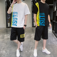 梵克公牛夏季套装男初中高中学生两件套T恤短裤一套