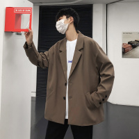 梵克公牛秋季男生纯色宽松休闲西服外套韩版学生chic小西装中性简约上衣