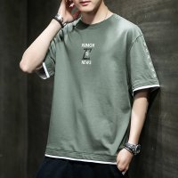 梵克公牛短袖T恤男日系牌薄款 2021学生夏季新款短袖男装T恤宽松帅气百搭复古休闲社团日常上衣服饰