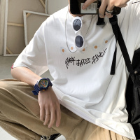 梵克公牛港风夏季男士T恤短袖 胖子大码T恤宽松 品质跑量款 T39/P25 白2