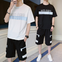 梵克公牛小伟尊蓝 2020夏季新款短袖T恤男韩版流帅气套装TZ7219P58