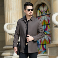 梵克公牛春季中青年男人薄款外套 2020热卖中老年父亲装夹克男士春新款季中长款翻领扣子爸爸帅气百搭