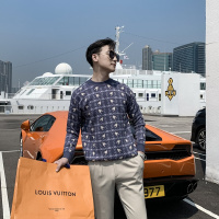 梵克公牛韩国男气质圆领套头加厚印花刺绣百搭毛衣针织衫