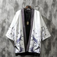 梵克公牛kimono道袍男两面穿宽松古风七分袖和服开衫很仙的衬衫中国风男装 两面穿