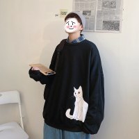 梵克公牛2020春季新款无帽猫咪卫衣男韩版流港风ins牌大码宽松上衣帅t