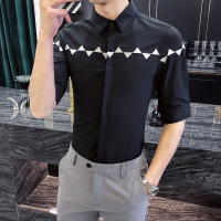 梵克公牛男士白衬衫夏季韩版修身商务衬衣痞帅t桖休闲流上衣