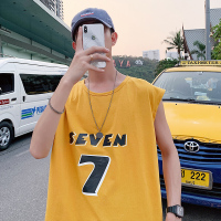 梵克公牛*2021夏季新款港风无袖背心宽松情侣T恤印花休闲