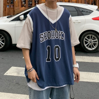 梵克公牛夏季原宿风假两件短袖T恤男牌流ins情侣球衣百搭宽松半袖上衣