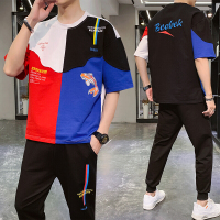 梵克公牛小伟2 2020夏季新款九分裤短袖搭配衣服一套男休闲套装