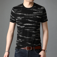 梵克公牛2021夏季新款T恤衫男印花圆领短袖透气男装P55 黑色