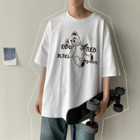 梵克公牛20/夏港风暗黑卡通小熊宽松卡通印花T恤T98P25控38