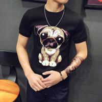 梵克公牛2020年夏季短袖快手红人同款社会精神小伙修身短袖印花小狗男T恤