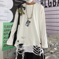 梵克公牛内搭逼备超火破洞百搭打底衫长袖T恤情侣