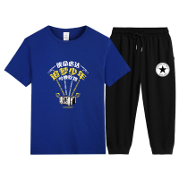 梵克公牛夏季初中学生裤搭配T恤套装男孩青少年衣服两件套P55