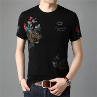 梵克公牛短袖T恤男士纯色简约印花 2020夏季新款圆领老虎舒适透气T恤时尚流圆领青年爸爸装韩版上衣t