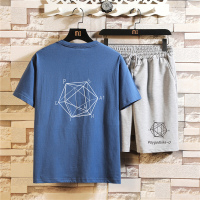 梵克公牛短袖短裤T恤套装两件套 运动套装几何日系 白墙挂拍