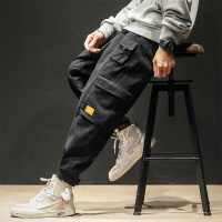 梵克公牛热卖裤子男2020春季新款魔术贴束脚工装裤男常规休闲裤潮牌胖子加肥大码长裤春街头