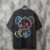 梵克公牛可爱小熊情侣短袖情侣装宽松ins潮流大码潮牌个性时尚体恤男