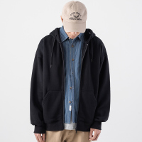 梵克公牛春季卫衣外套男开衫拉链针织连帽衫宽松百搭外穿黑色运动上衣 黑色 XXL