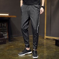 梵克公牛秋季新款黑色牛仔裤男士潮牌九分修身小脚裤束脚韩版潮流百搭裤子 WL7005 黑灰色