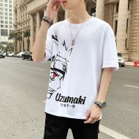 梵克公牛日系漫画火影忍者鸣人印花夏季短袖T恤半袖潮流2021新款男士体恤