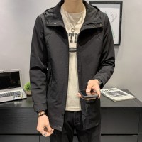 梵克公牛2021新款牌春装中长款外套男韩版流男士风衣春秋男装帅气大衣 黑色