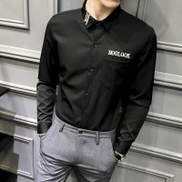 梵克公牛网红长袖衬衫男春季韩版修身流休闲衬衣个性帅气发型师休闲寸衫