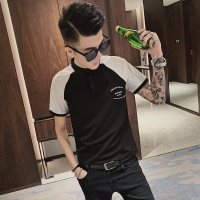 梵克公牛精神小伙短袖T恤男半袖修身POLO衫翻领初中生帅气商务休闲上衣服流