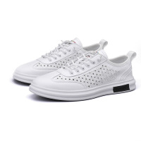 梵克公牛网红小白鞋休闲鞋男低帮鞋 2021男鞋夏季板鞋新款百搭透气刺绣镂空潮男轻便舒适透气