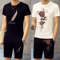 梵克公牛短袖T恤运动套装短袖+短裤 全棉