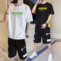 梵克公牛小伟尊蓝 2021夏季新款短袖T恤男潮流印花套装TZ7215P60