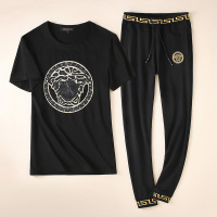 梵克公牛到4XL高端品质男士圆领短袖长裤运动休闲套装