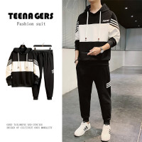 梵克公牛卫衣套装男士嘻哈人春季新初中高中班服连帽卫衣宽松休闲帅运动套装男ins流帅气搭配一套