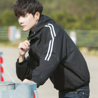 梵克公牛2020新款季韩版运动夹克休闲外套男士学生潮流百搭宽松上衣服 黑色